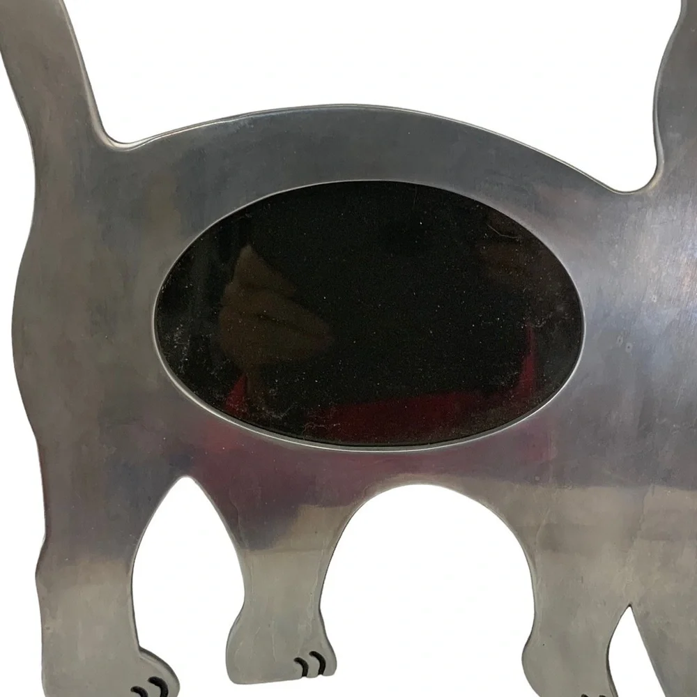 Cat Photo Frame Large Metal Freestanding Curved Large 11” Table Decor Silver 4x6